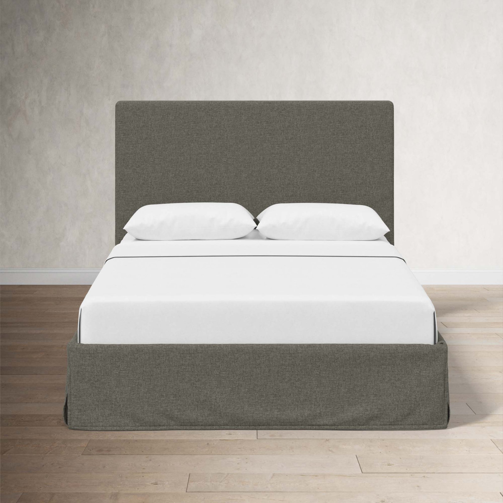 Verona Upholstered Slipcover Bed, Zuma Charcoal Textured Linen, Full