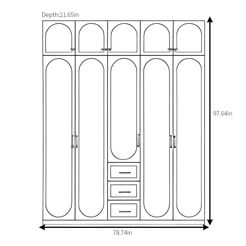Garde-robe moderne simple de couleur unie