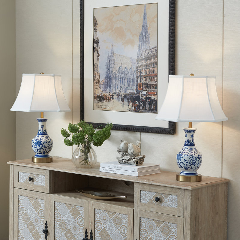 Nicholle 23.5" Ceramic Dimmable Table Lamp Set With USB Ports & Type C