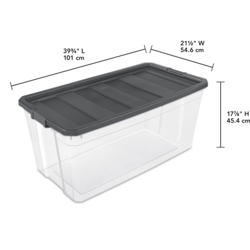 Sterilite Clear Plastic Stacking Storage Containers w/ Lid, 200 Quart, Clear/Gray