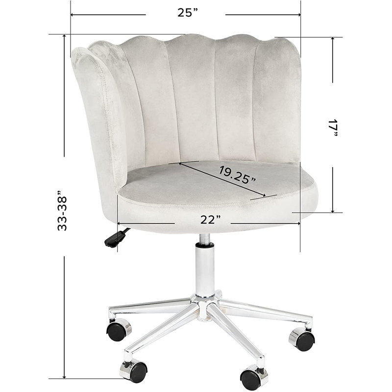 Fauteuil de coiffeuse Alana avec pivot à 360 degrés, siège de bureau à hauteur réglable et empattement, Gris froid