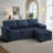 83" Chenille Pull Out Sofa Bed With Storage Chaise, Thicker And Soft Sleeper Sofa With Armrst Pillows For Living Room-1458003835