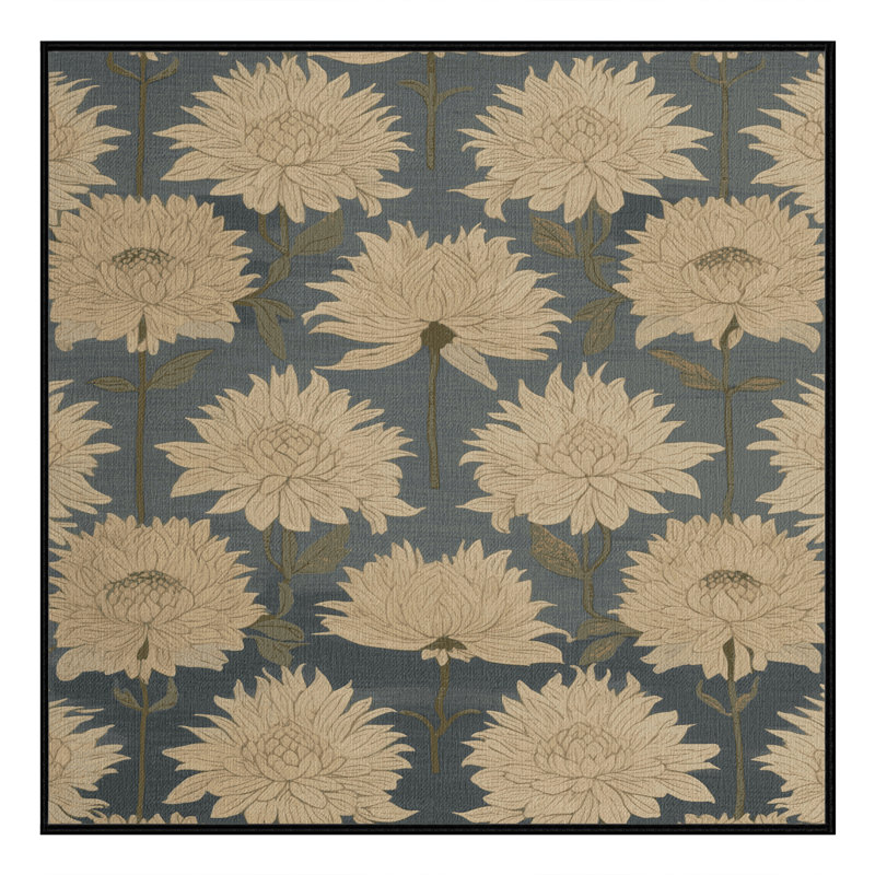Tapis gris botanique lavable à la machine, Carré 4 pi