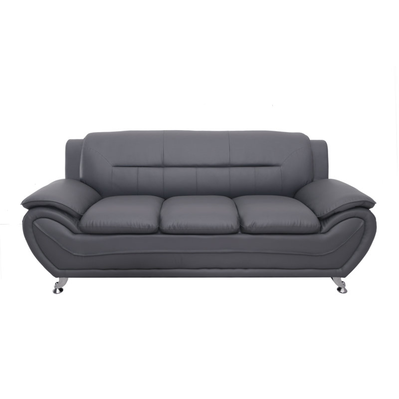 Sanuel 79.2'' Faux Leather Convertible Sofa, Gray