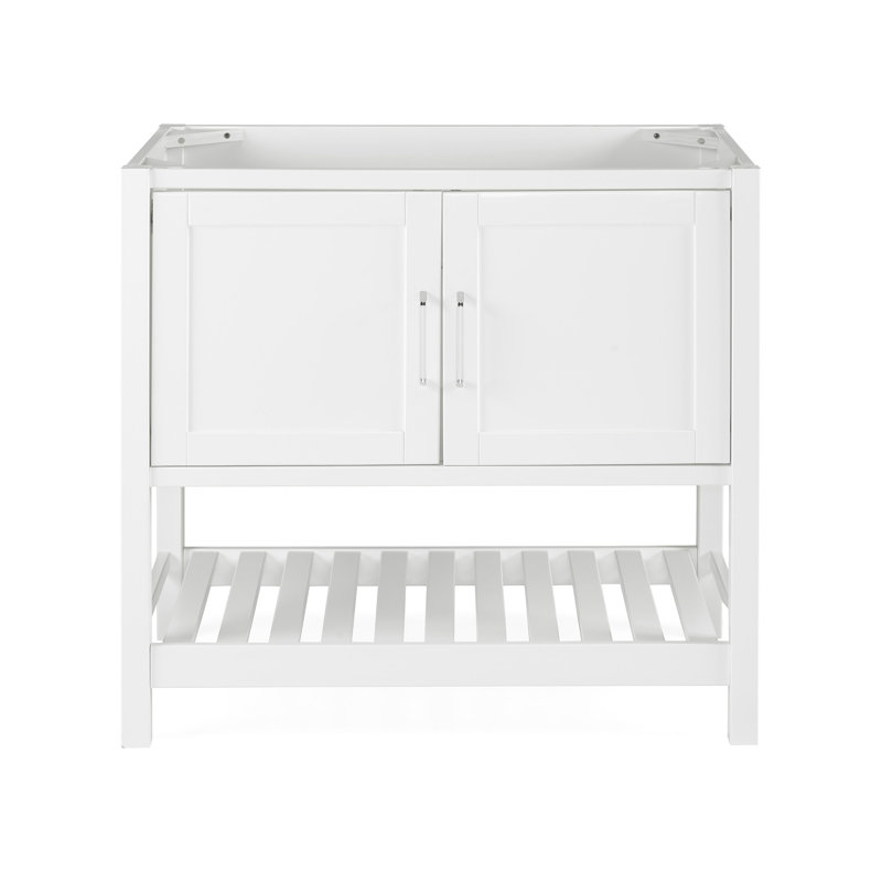 Bennet 36" White Pine Freestanding Vanity Cabinet with Shelf