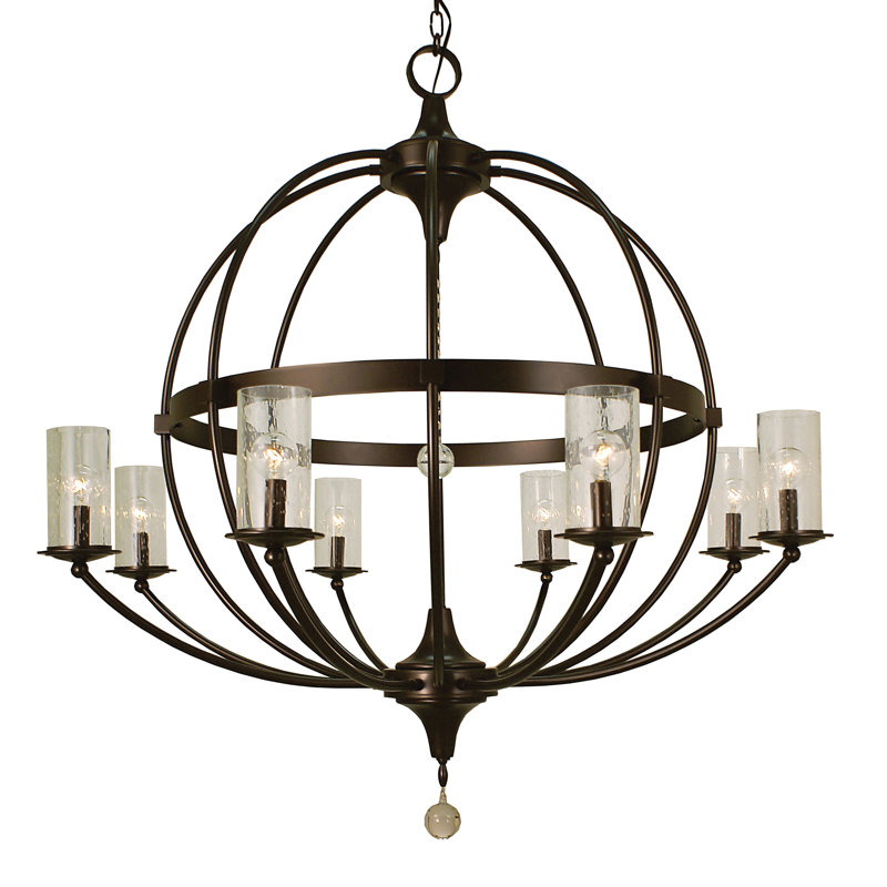 Lustre de globe à abat-jour 8 lumières Reepham, Noir mat