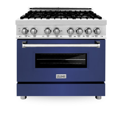Cuisinière à carburant double Legacy avec plaque de cuisson à 6 brûleurs et four électrique avec porte de 36 po ZLINE