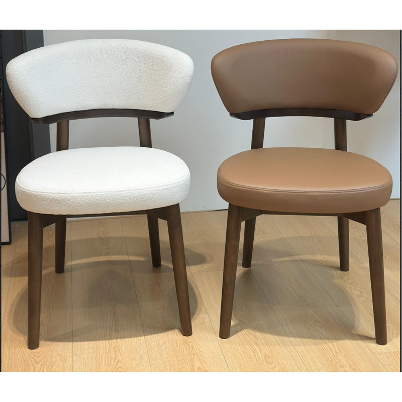Elegant Upholstered Solid Wood Dining Chair Side Chair, Camel