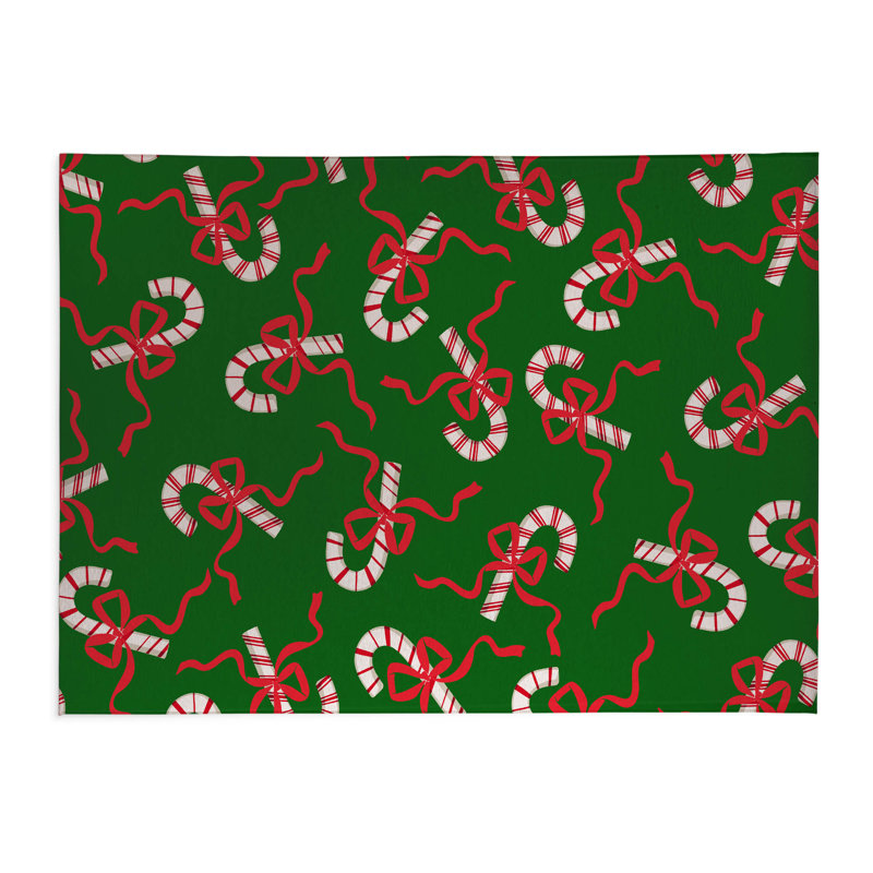 Tapis de cuisine Candycanes & Bows, L 60 po x L 84 po, Vert