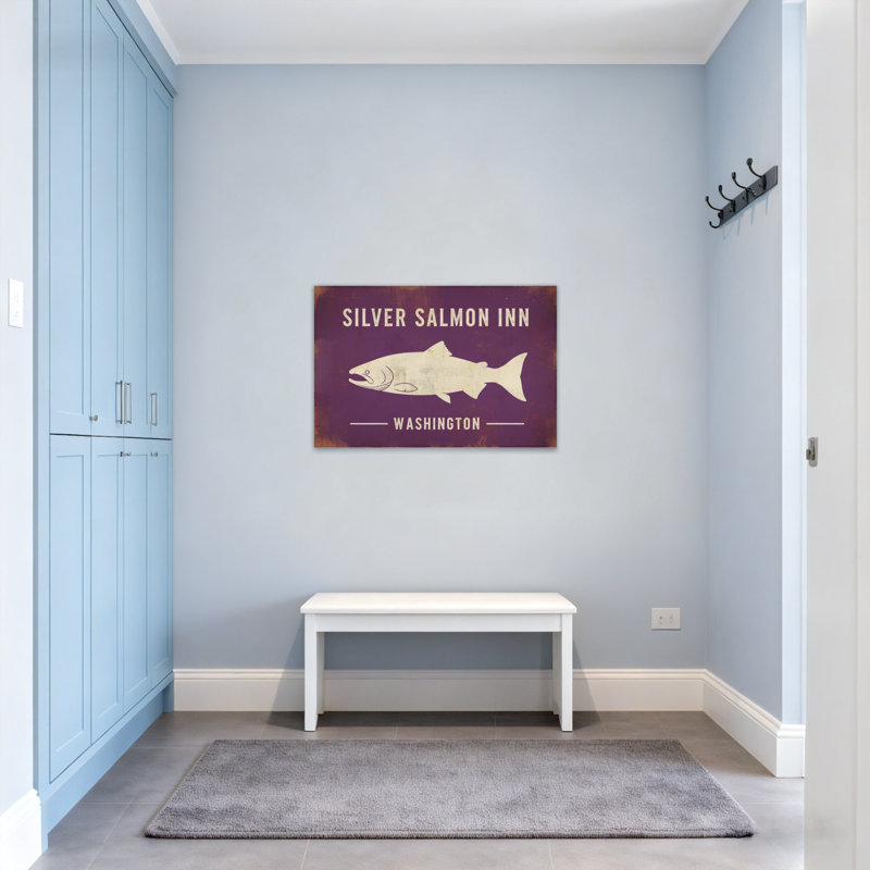 Animals Silver Salmon Inn Washington Fish Design, 12" H x 18" W