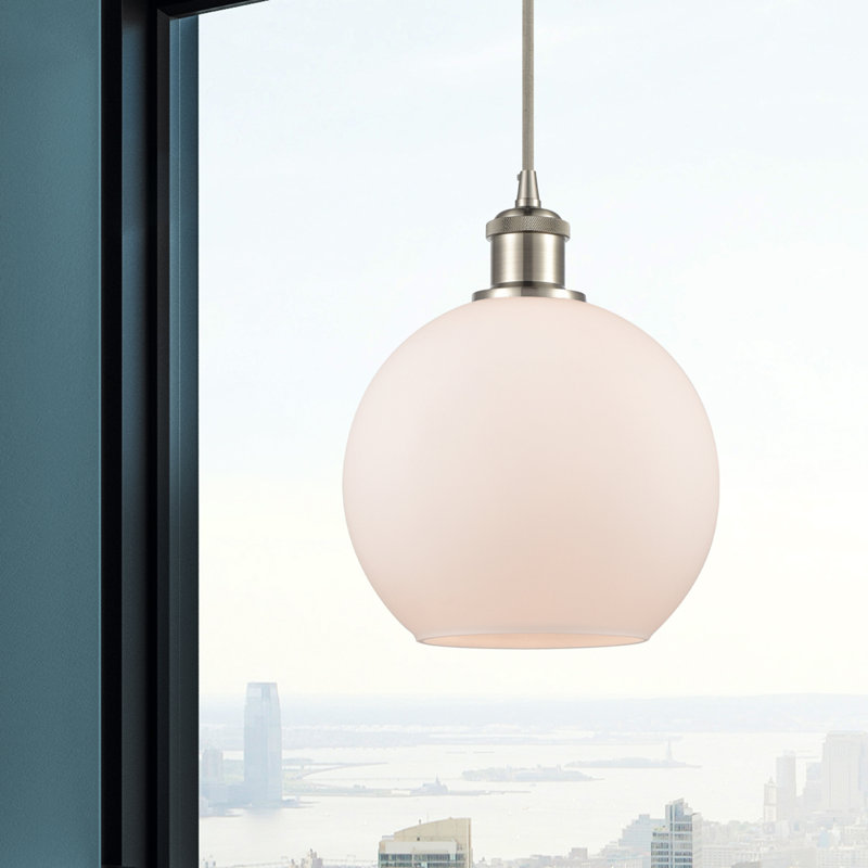 Mini-luminaire suspendu à cordon 8 lumières Ballston Athens, H 10 po x l 8 po x P 8 po, Blanc mat, Nickel satiné