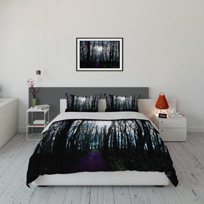 Silhouette Trees Sherpa Comforter Set