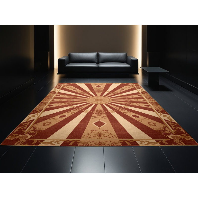 Machine Washable Botkins Classic Oriental Rug in Brown – LightBrown Binding, 2x3