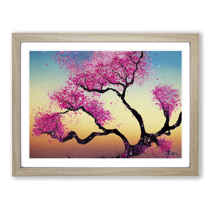Wholesome Cherry Blossom Tree - Framed Print, 46cm H x 64cm W x 2cm D, Oak Framed
