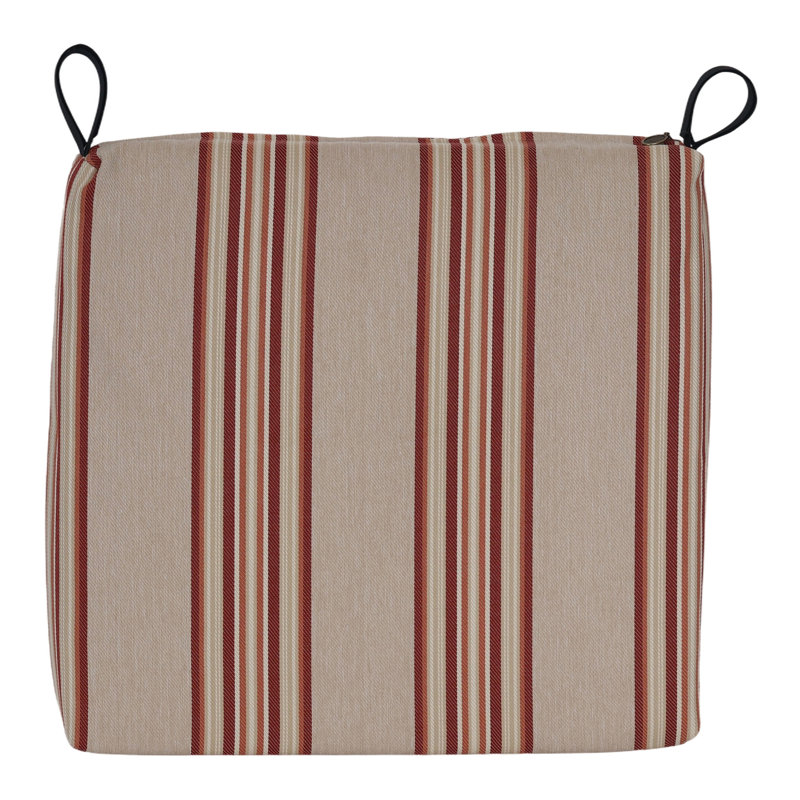 20-Inch By 19-Inch Woven Olefin Outdoor Chair Cushions (Set Of 2), Tan;Red;Orange;Multi-Colored Striped