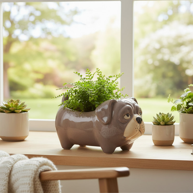 Ceramic Planter Dog - Set Of 2