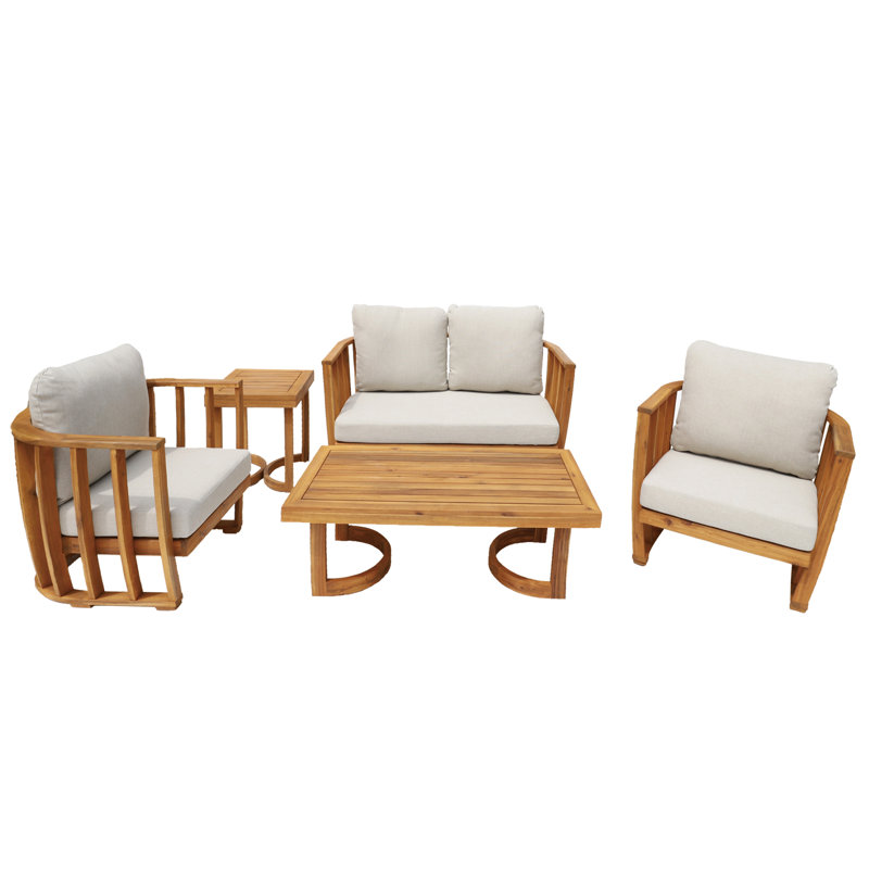 Ensemble de conversation d'extérieur 4 pièces avec coussins