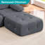 Canapé modulaire velours capitonné modulaire, gris foncé-1119169399
