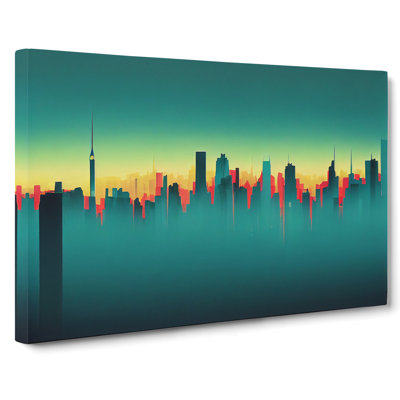 Enlightened Skyscraper Skyline - Wrapped Canvas