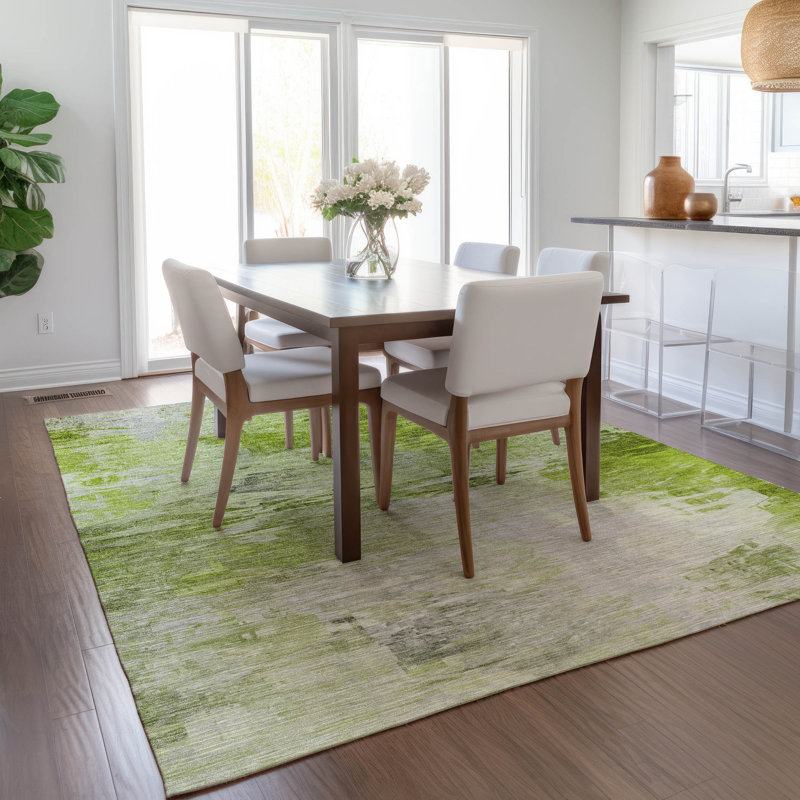 Khloei Washable Abstract Indoor / Outdoor Rug, Rectangle 10' x 14'