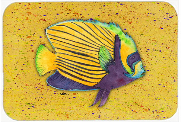 Caroline's Treasures Tropical Fish Glass Cutting Board, Mustard