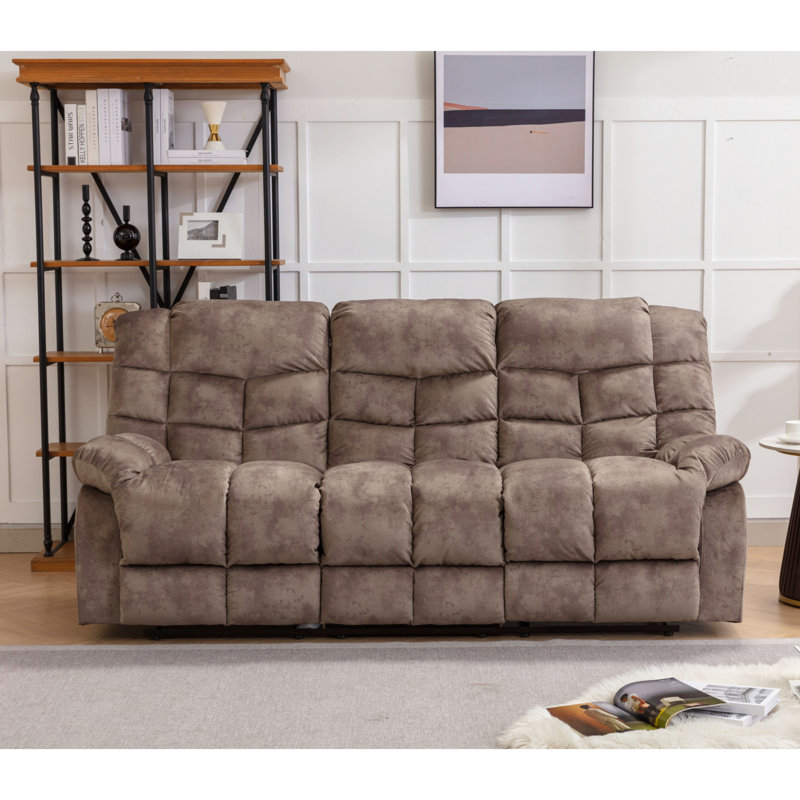 Canapé inclinable manuel avec dossier large de 83,1 po de largeur Edilmar, Microfibre brune performance