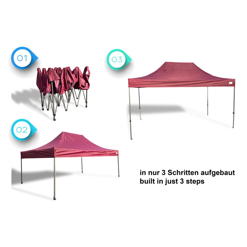 4.5m x 7.62m Steel Pop-Up Gazebo, Bordeaux