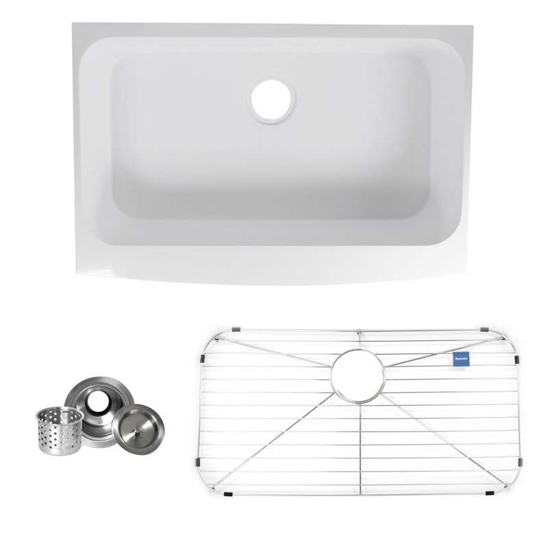 30.75'' L Single Bowl Acrylic Kitchen Sink
