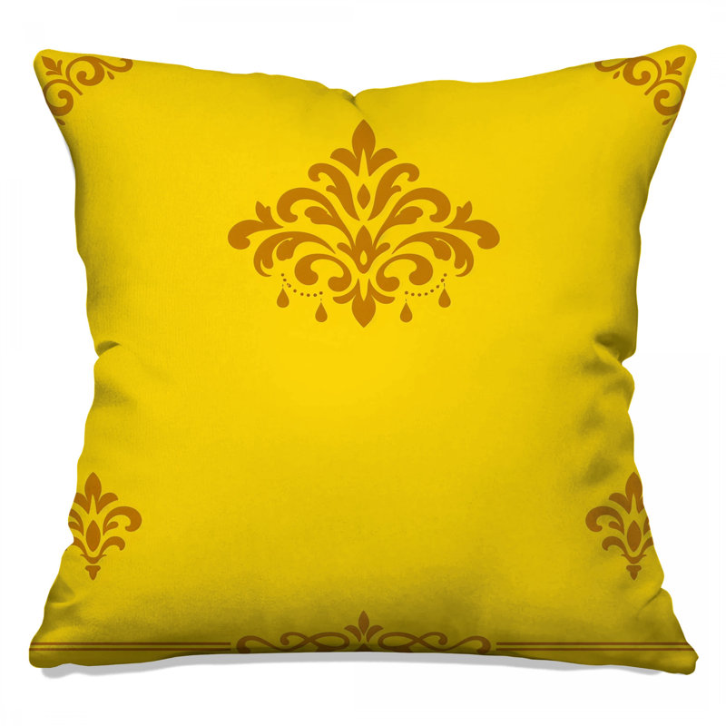 Coussins décoratifs jaunes à motif damas, 26 x 26 inches