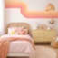 Adhésif décoratif à rayures rétro | Autocollants muraux en toile pelez et collez | Amovible réutilisable | Décoration murale chambre de bébé filles | Murs modernes-129106999