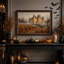 Art mural sur toile Chateau in Golden Autumn Vineyard-1959149085