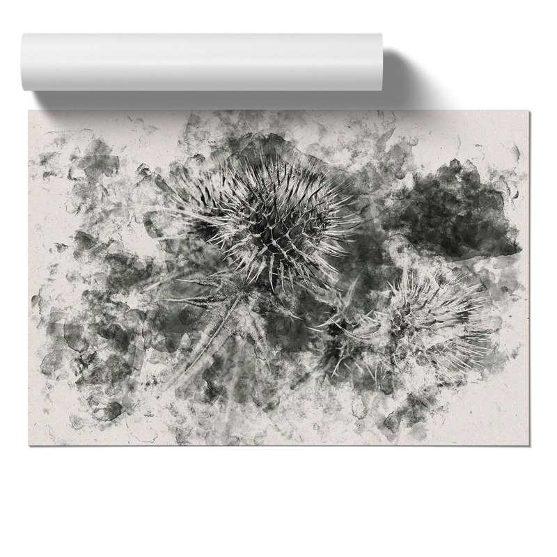Thistle Flower Watercolour - Frameless Print, 42cm H x 59cm W x 0.1cm D