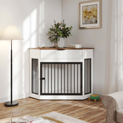 Meuble de rangement pour chien en coin 44,6 po avec tiroir pour petits / moyens chiens
