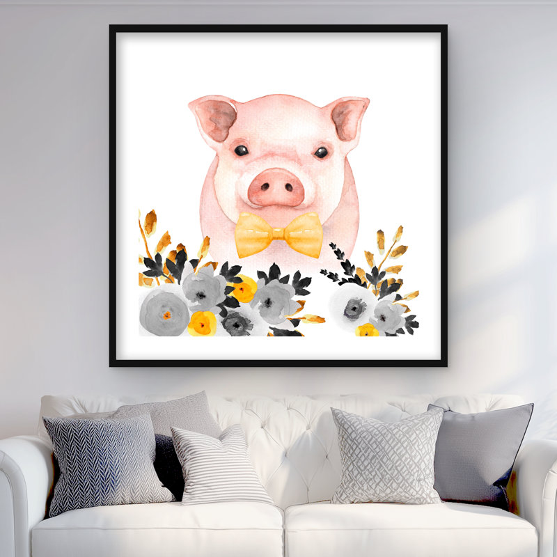 Chic cochon - imprimé de fleurs encadrées mat pour la décoration