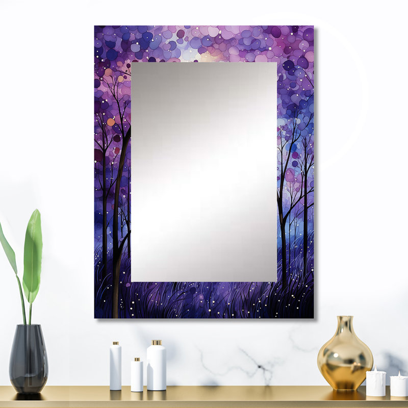 Violet Serenade - grand miroir abstrait, miroir mural décoratif traditionnel, impression d'art en métal, 32 po x 24 po