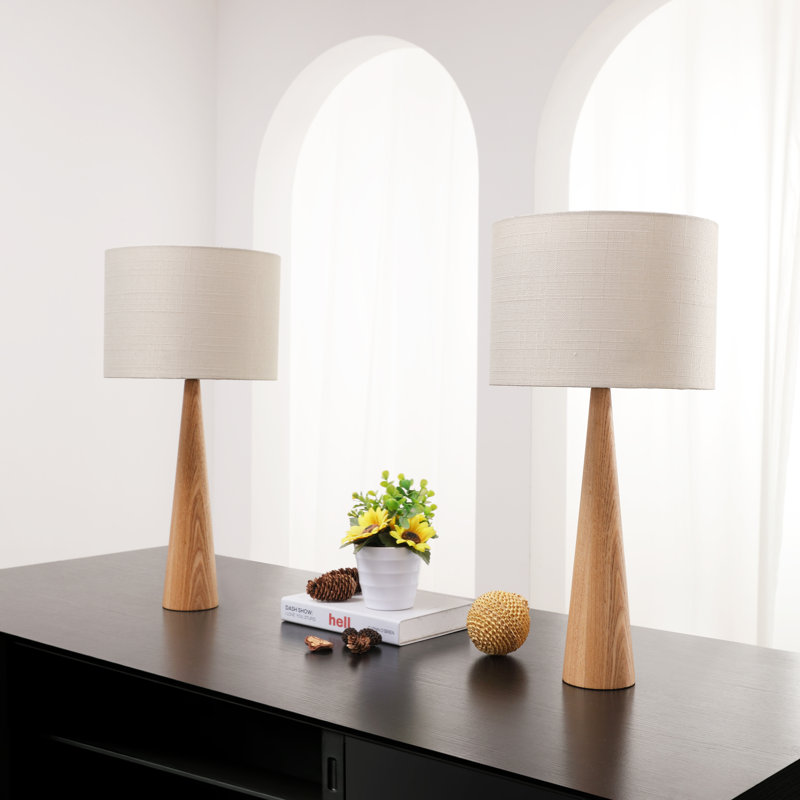 Manveen 20" Natural Solid Wood Table Lamp