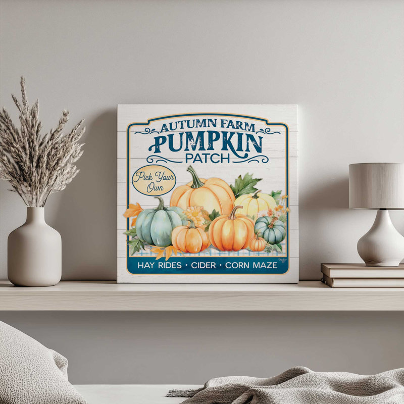 «Autumn Farm Pumpkin Patch» par Mollie B., reproduction d'art, L 30 po x H 30 po, Ne s’applique pas, Toile tendue