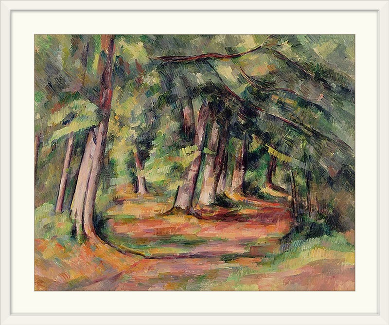 « sous le bois (pres du jas de bouffan) 1890 94 », reproduction d’art Paul Cezanne, H 32 po x l 38 po x P 1 po, Cadre blanc