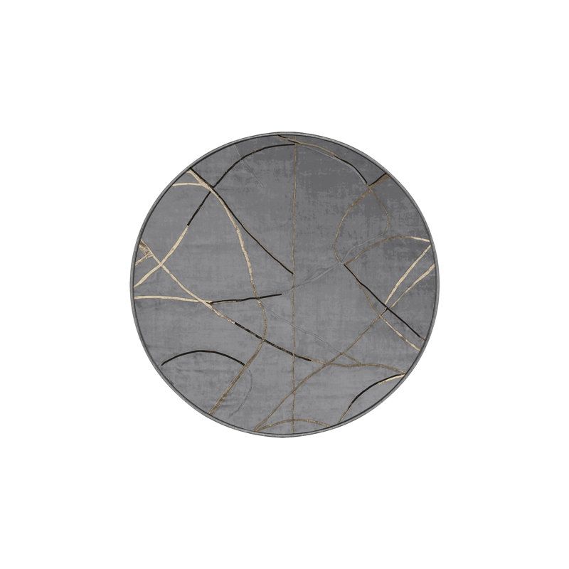 Machine Washable Gray Area Rug, Round 6'