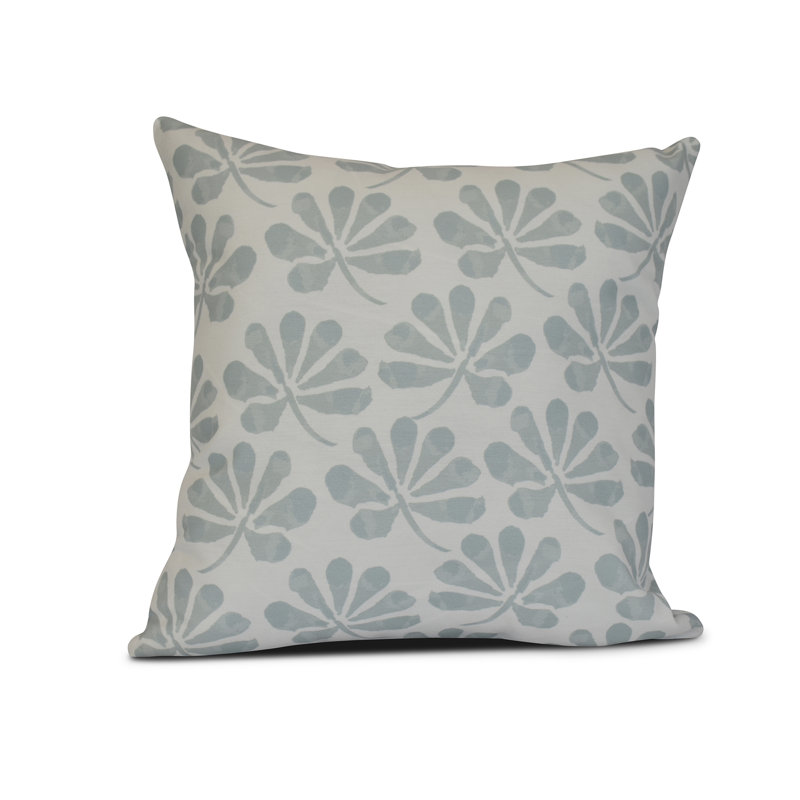 Floral Frolic Floral Outdoor Reversible Throw Pillow, 16" H x 16" W x 3" D, Light Blue