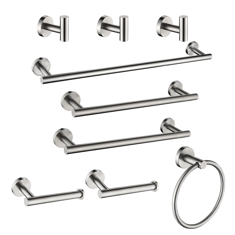 Ensemble de quincaillerie de salle de bain 9 pièces, Nickel brossé