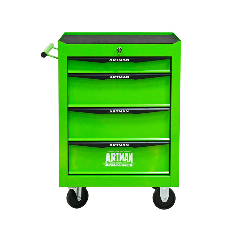 Armoire à outils 20 pouces à 4 tiroirs, boîte à outils roulante en métal avec 4 tiroirs, rangement en acier pour boîte à outils - vert