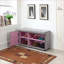 Rangement pour repose-pieds avec compartiment à chaussures, argent brossé et amp; Gris clair 18 po de hauteur | Bois | Noir-1644979236