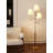 Medieval-style metal fabric wooden floor lamp
