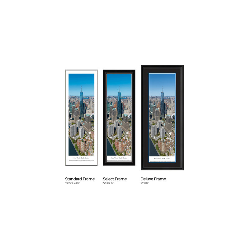 Impression panoramique One World Trade Center, H 18 po x l 44 po, Cadre noir de luxe