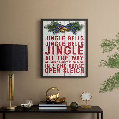 «Jingle All The Way», reproduction encadrée - bois massif