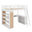 Lit mezzanine double avec tablettes et bureau-648008346