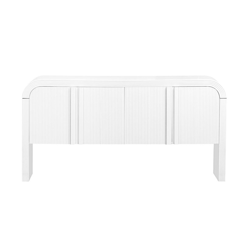 Striped Storage Cabinet With 4 Doors, Accent Cabinet, Entryway Cabinet, White