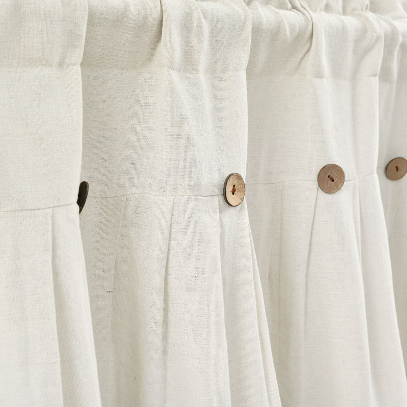 Off-White Linen Button Detail Window Valance