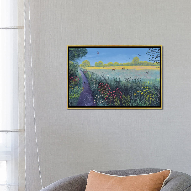 "Down Summer Lane" par Jo Grundy, reproduction d’art, Pas de tapis, H 18 po x l 26 po x P 1,5 po, Toile encadrée d'or